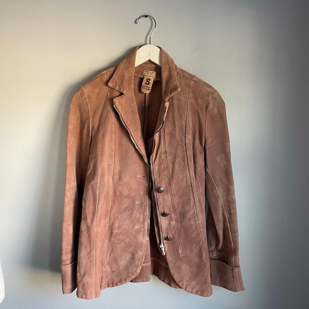 The People of the Labyrinths Brown Clay Y2K Cotton Blazer Band Military Small